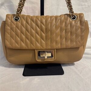 Karl Lagerfeld Agyness Camel Quilted Leather Shoulder Bag